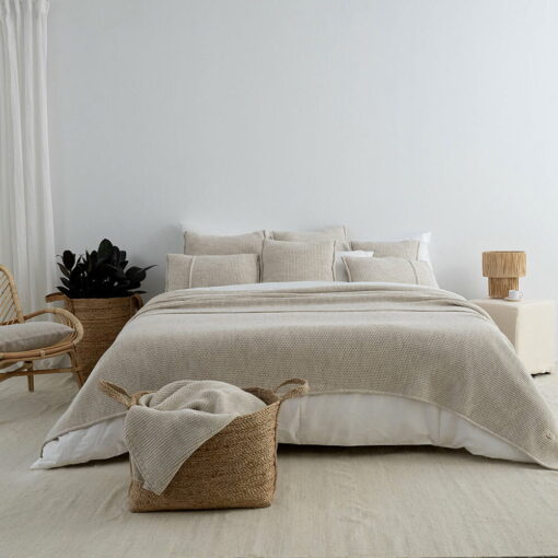 bedsprei beige gebreid moyha woolly beige