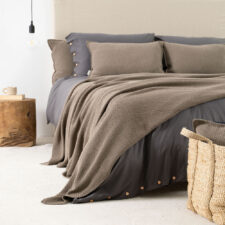 bedsprei bruin katoen gebreid moyha close to nature brown