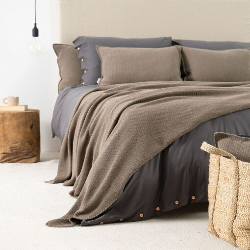 bruin kussen katoen gebreid langwerpig moyha close to nature brown