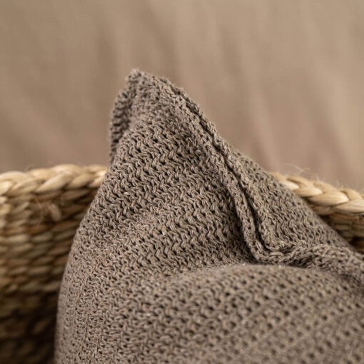 Kussen bruin, katoen, gebreid, vierkant, Moyha Close To Nature Brown - Afbeelding 2