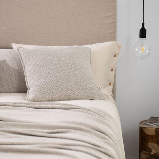 sierkussen katoen zand vierkant gebreid moyha close to nature sand