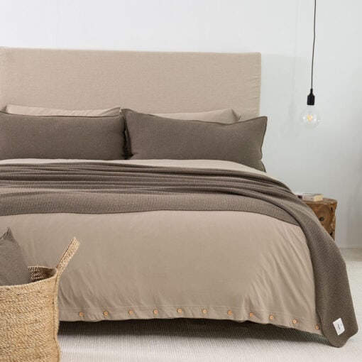 sprei bruin katoen gebreid moyha close to nature brown