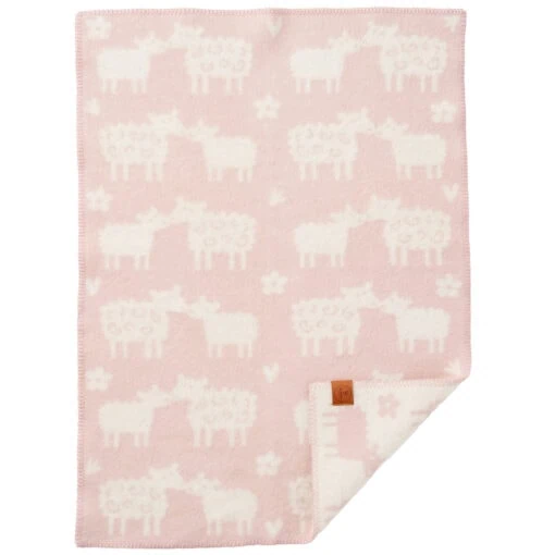 wiegdeken roze wol schaapjes klippan baa soft pink