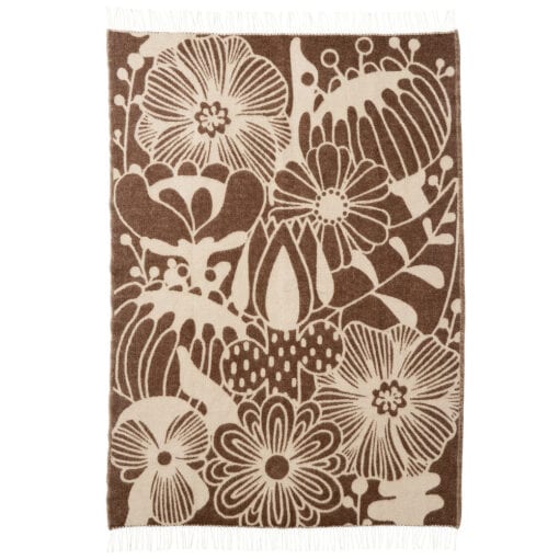 Plaid bruin beige lamswol klippan blomranka brown beige