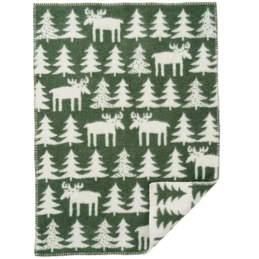 wiegdeken groen lamswol klippan moose walk green