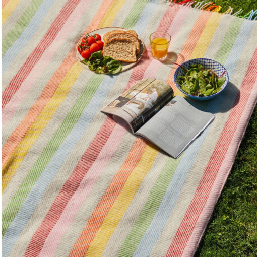 gestreept wollen picknickkleed grijs multicolour tweedmill rainbow grey stripe