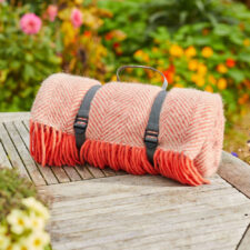 picknick kleed koraalroze wol visgraatpatroon tweedmill herringbone flamingo pearl