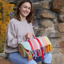 picknickkleed gestreept grijs multicolour wol tweedmill rainbow grey stripe