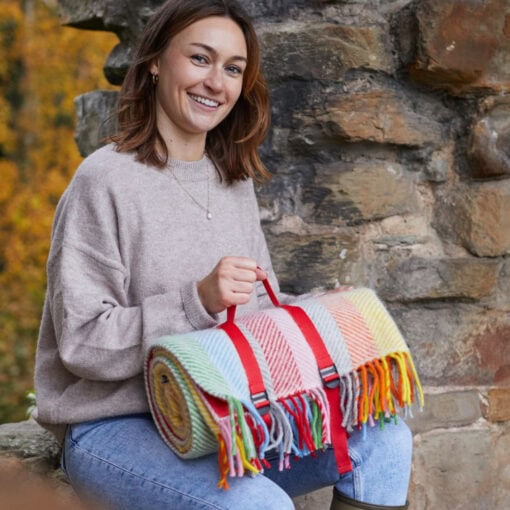 picknickkleed gestreept grijs multicolour wol tweedmill rainbow grey stripe