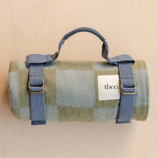 picknickkleed groen blauw blokken wol TBCo Green Blue Checkerboard