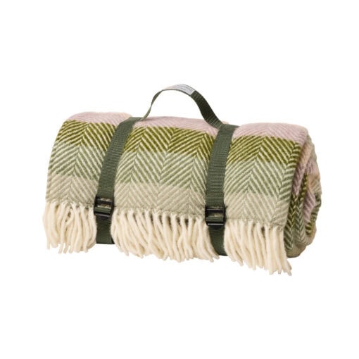 picknickkleed olijfgroen pastel multicolour wol tweedmill botanical stripe