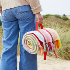 wollen picknick kleed grijs multicolour tweedmill rainbow grey stripe