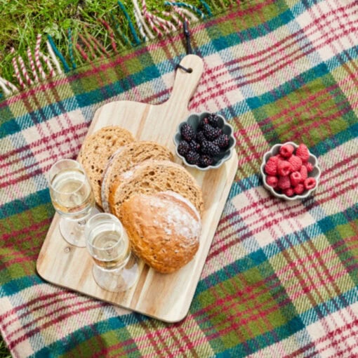 bordeaux groen beige picknickkleed van wol tweedmill textiles tartan thistleberry