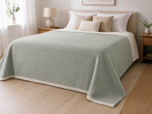 lichtgroene sprei grand foulard plaid van katoen lantara diamant celadon