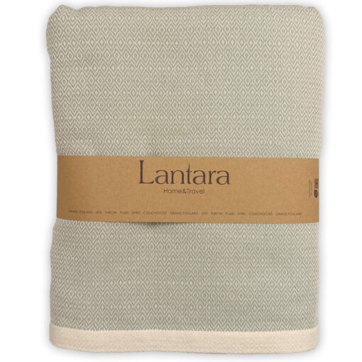 sprei grand foulard plaid lichtgroen katoen lantara diamant celadon