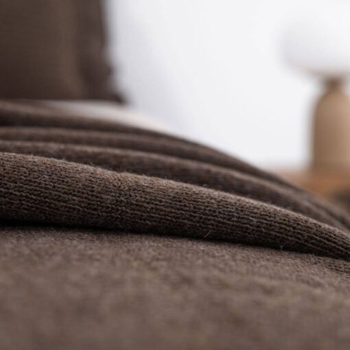 fijngebreide sprei bruin katoen moyha two weaves smooth brown