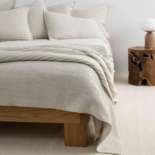 fijngebreide sprei creme katoen moyha two weaves smooth cream