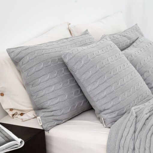 grijs kussen katoen extra groot moyha classic braid grey