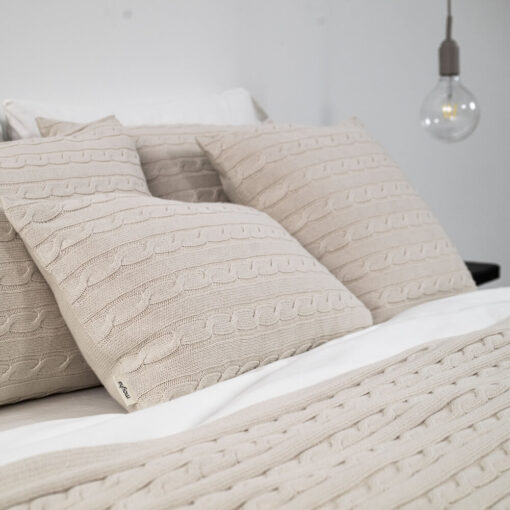 katoenen kussen beige langwerpig moyha classic braid beige