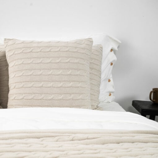 katoenen kussen beige vierkant moyha classic braid beige