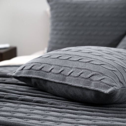 katoenen kussen donkergrijs vierkant moyha classic braid graphite