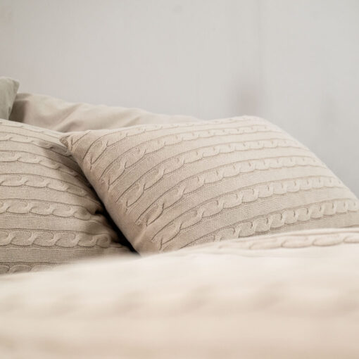 katoenen kussen greige grijs beige extra groot moyha classic braid grey beige