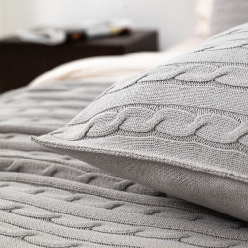 katoenen kussen grijs extra groot moyha classic braid grey