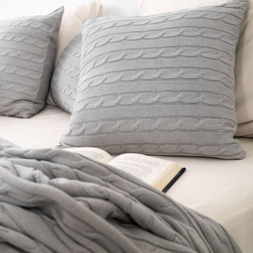 katoenen kussen grijs vierkant moyha classic braid grey