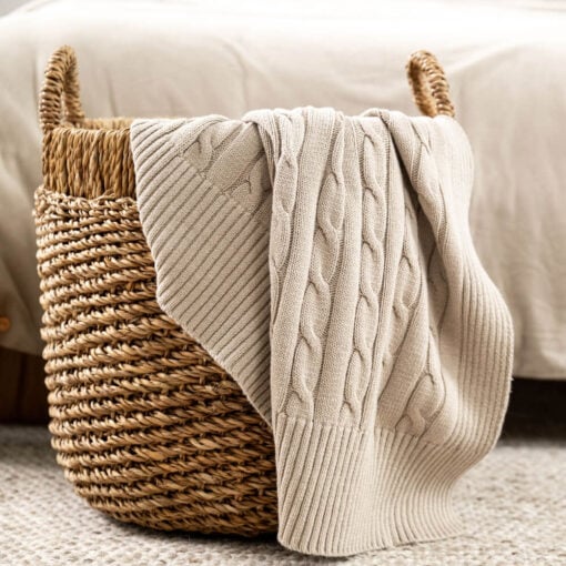 katoenen plaid greige grijs beige gebreid moyha classic braid grey beige