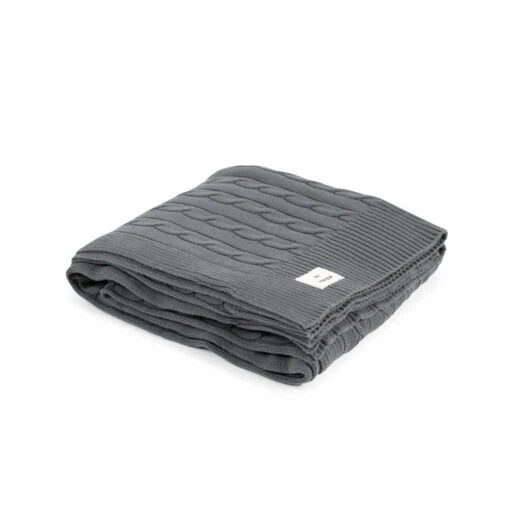 plaid donkergrijs van katoen gebreid moyha classic braid graphite