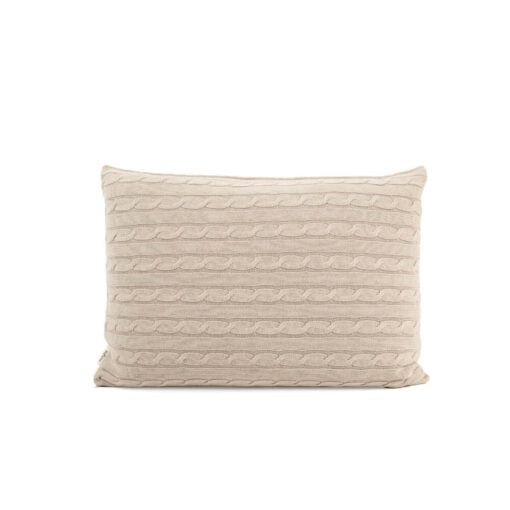 sierkussen gebreid greige grijs beige katoen langwerpig moyha classic braid grey beige