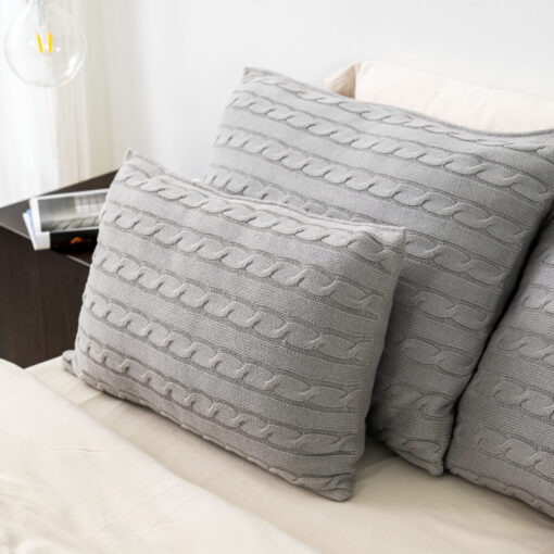 sierkussen grijs katoen langwerpig moyha classic braid grey