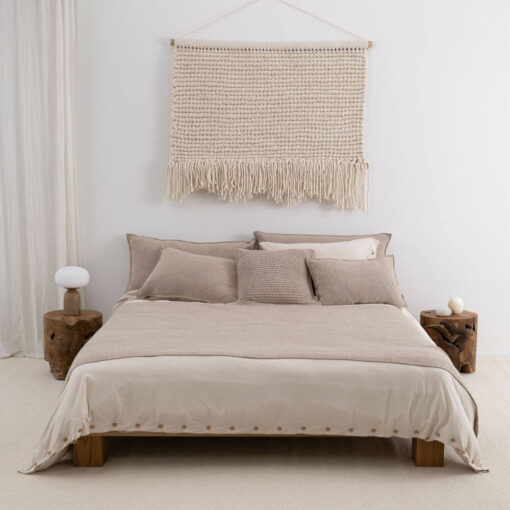 sprei beige katoen fijngebreid moyha two weaves smooth beige
