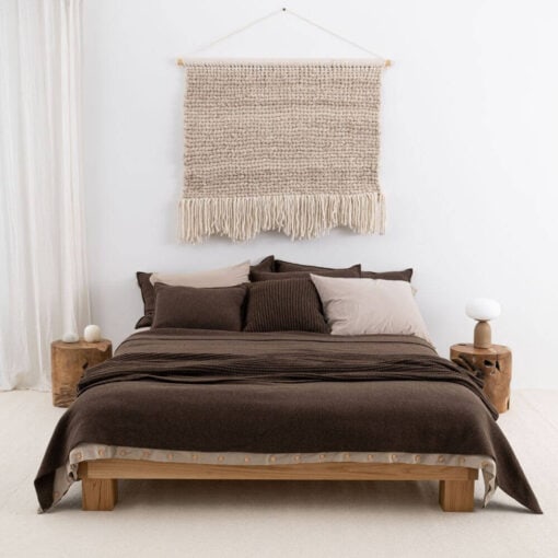 sprei bruin katoen fijngebreid moyha two weaves smooth brown