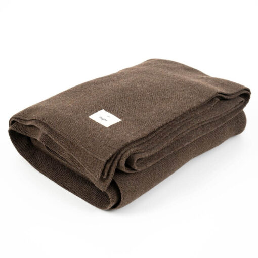 sprei bruin katoenmix fijngebreid moyha two weaves smooth brown