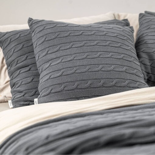 vierkant kussen donkergrijs katoen moyha classic braid graphite