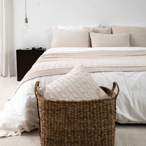 woondeken beige katoen gebreid moyha classic braid beige