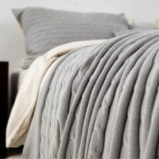 woondeken grijs katoen gebreid moyha classic braid grey