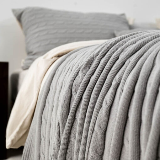 woondeken grijs katoen gebreid moyha classic braid grey