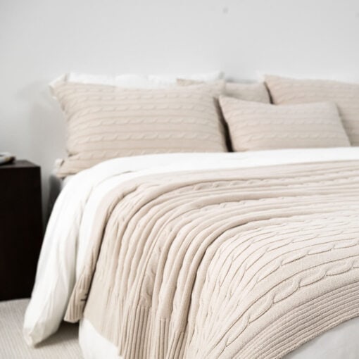 woonplaid beige katoen gebreid moyha classic braid beige