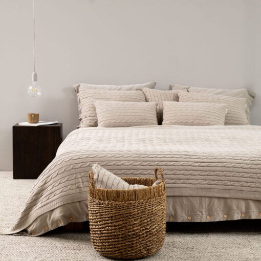 woonplaid greige grijs beige katoen gebreid moyha classic braid grey beige