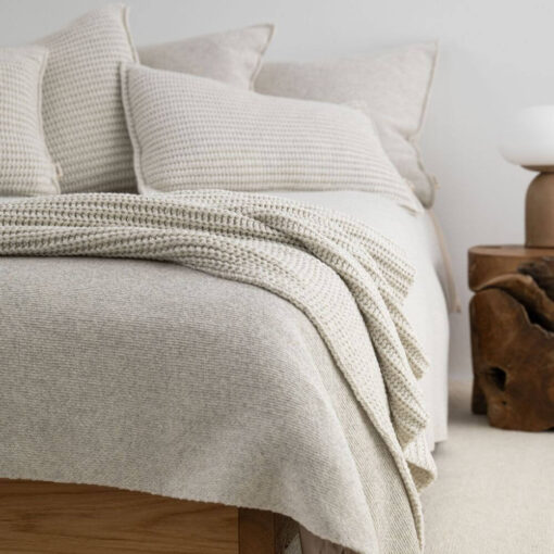 bedsprei creme katoen grofgebreid moyha two weaves weave cream
