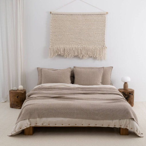 kussen beige fijngebreid extra groot moyha two weaves smooth beige