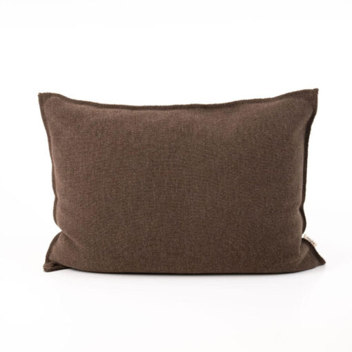 sierkussen bruin fijngebreid extra groot moyha two weaves smooth brown