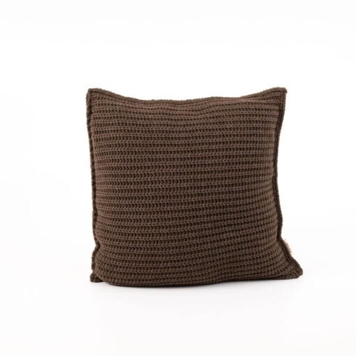 sierkussen bruin grofgebreid vierkant moyha two weaves weave brown