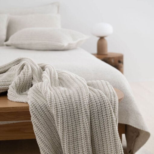 sprei bed creme katoen grofgebreid moyha two weaves weave cream