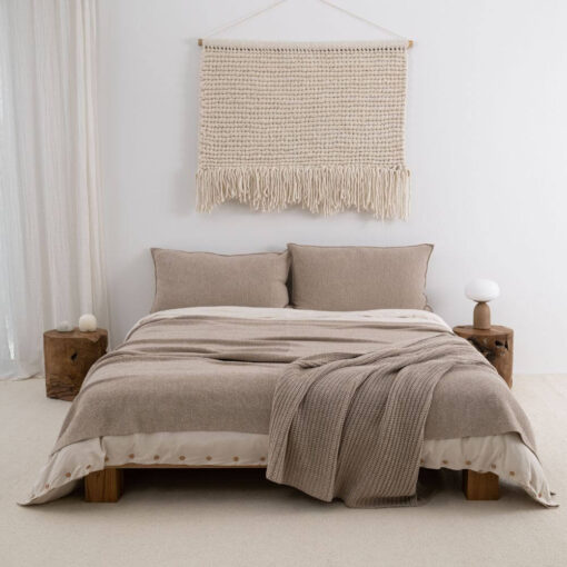 woondeken beige katoen grofgebreid moyha two weaves weave beige