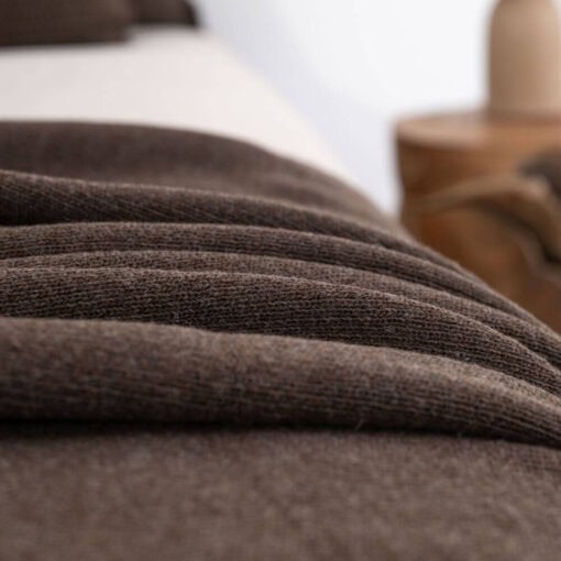 woondeken bruin katoen fijngebreid moyha two weaves smooth brown