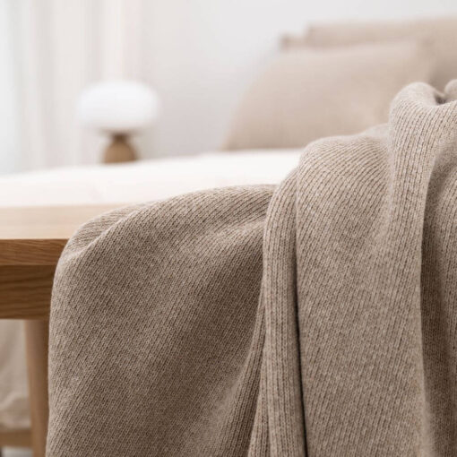 woonplaid beige katoen fijngebreid moyha two weaves smooth beige