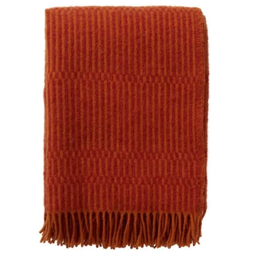 plaid oranje rood lamswol klippan boho orange red